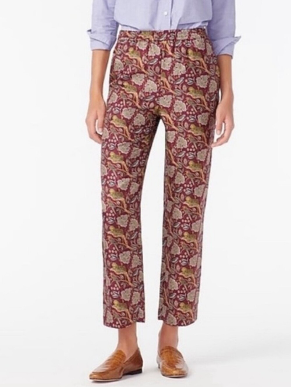 NWT J.Crew Collection Pull-On Silk-Twill Pants in Jungle Cat Print Size 8